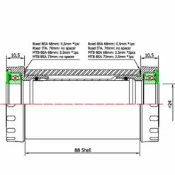 Krankboks TOKEN TK-877EX ITAL Hollowtech - Sort -Dæk Salg 878 skitse 3