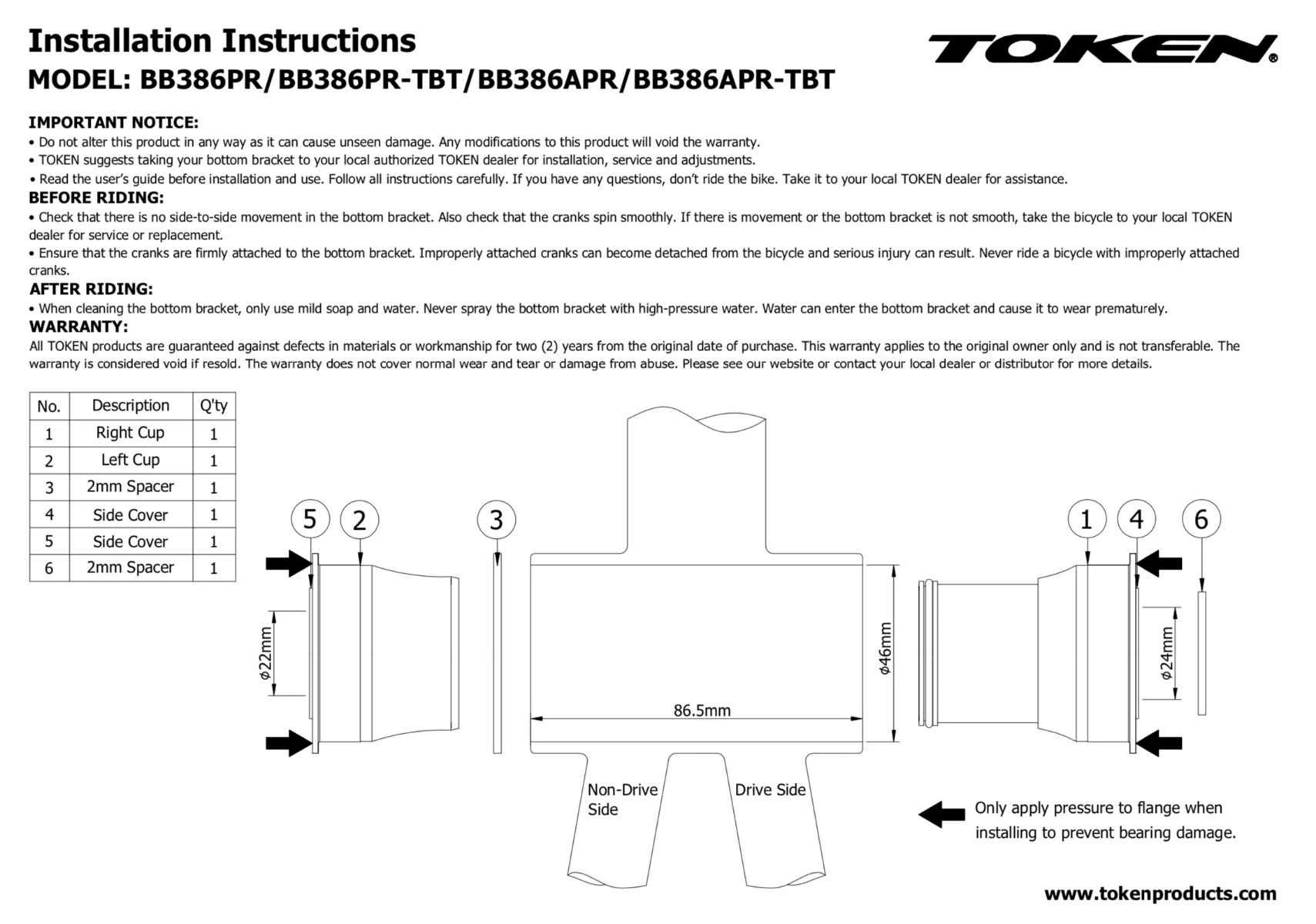 Krankboks TOKEN BB386APR GXP - TK-BB386APR2 4 Krankboks TOKEN BB386APR GXP - TK-BB386APR2 - Billede 2