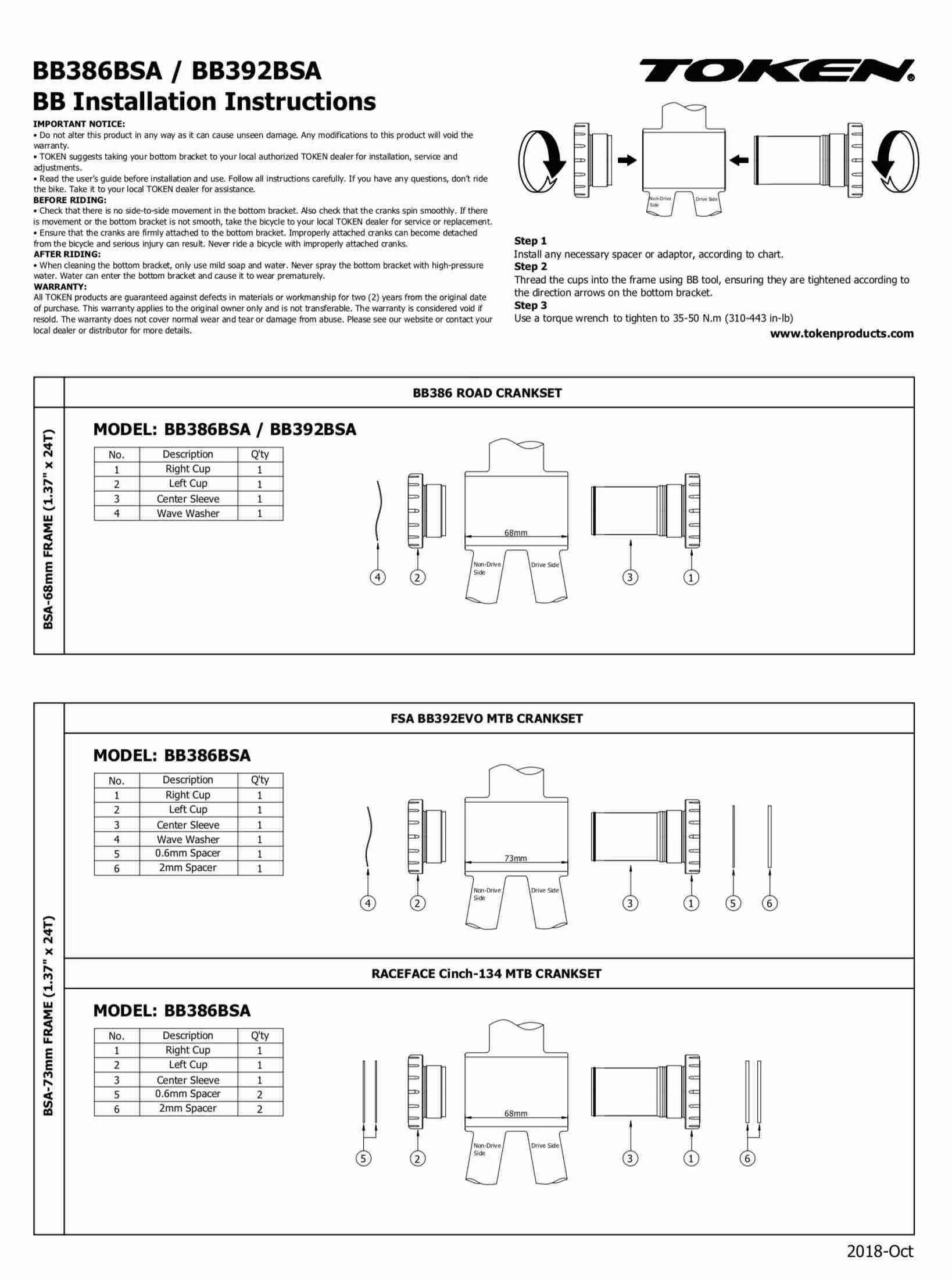 Krankboks TOKEN BB386BSA - BB30 BSA - Sort 4 Krankboks TOKEN BB386BSA - BB30 BSA - Sort - Billede 2